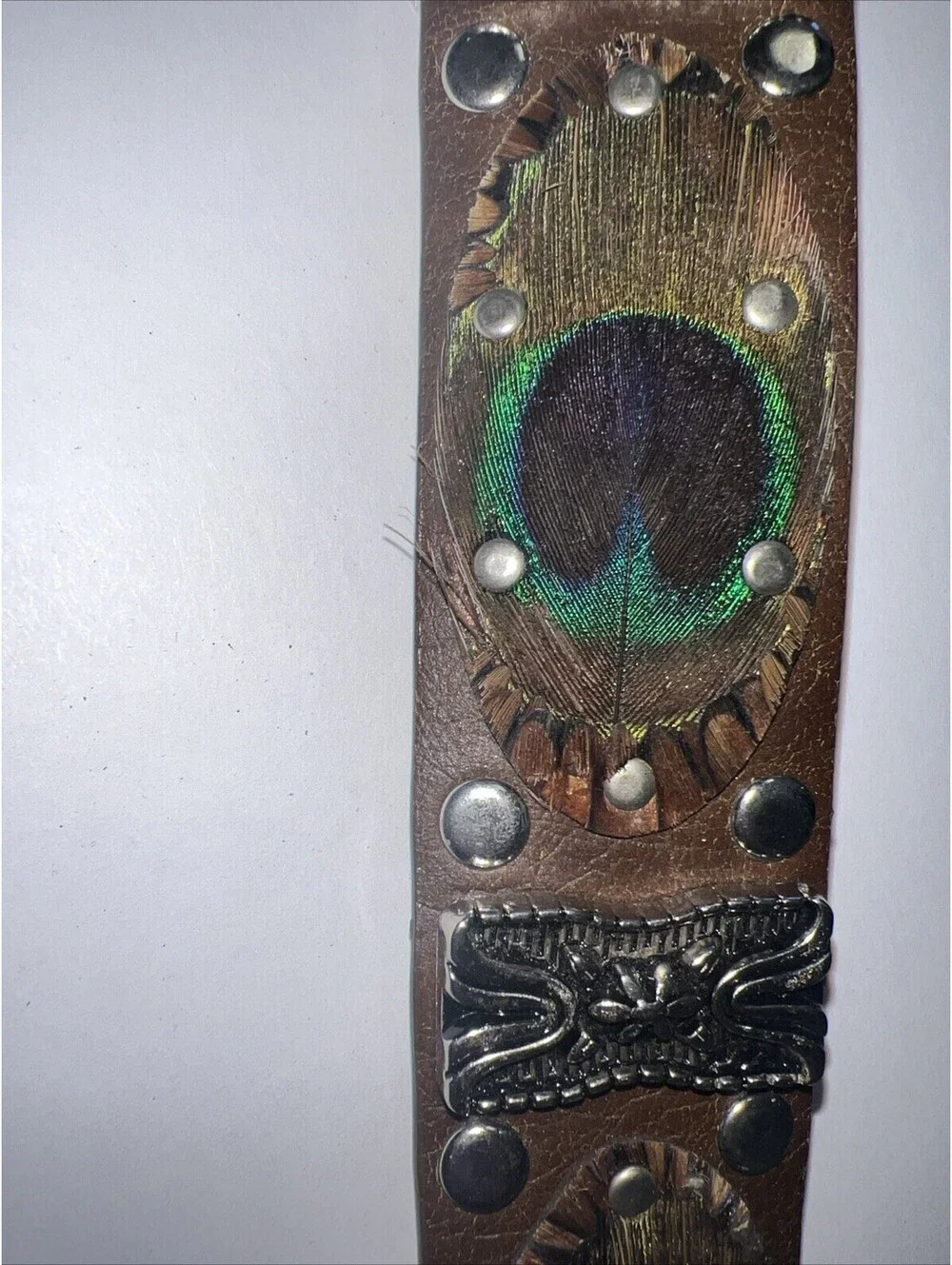 Peacock Leather Belt. Imported.  Size S/M